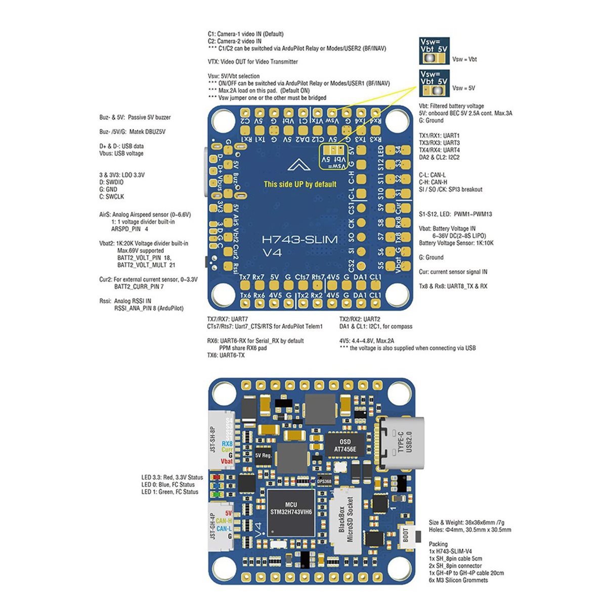 Drone Rc V4 - プロモーション~ SLIM V4 フライトコントローラー OSD内蔵 MicroSD対応