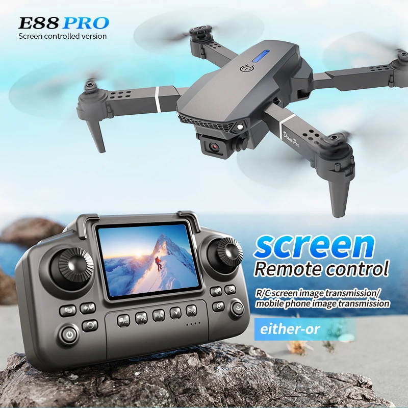Drone Rc Pro - プロフェッショナル E88 プロドローン スクリーン付き 8K HD