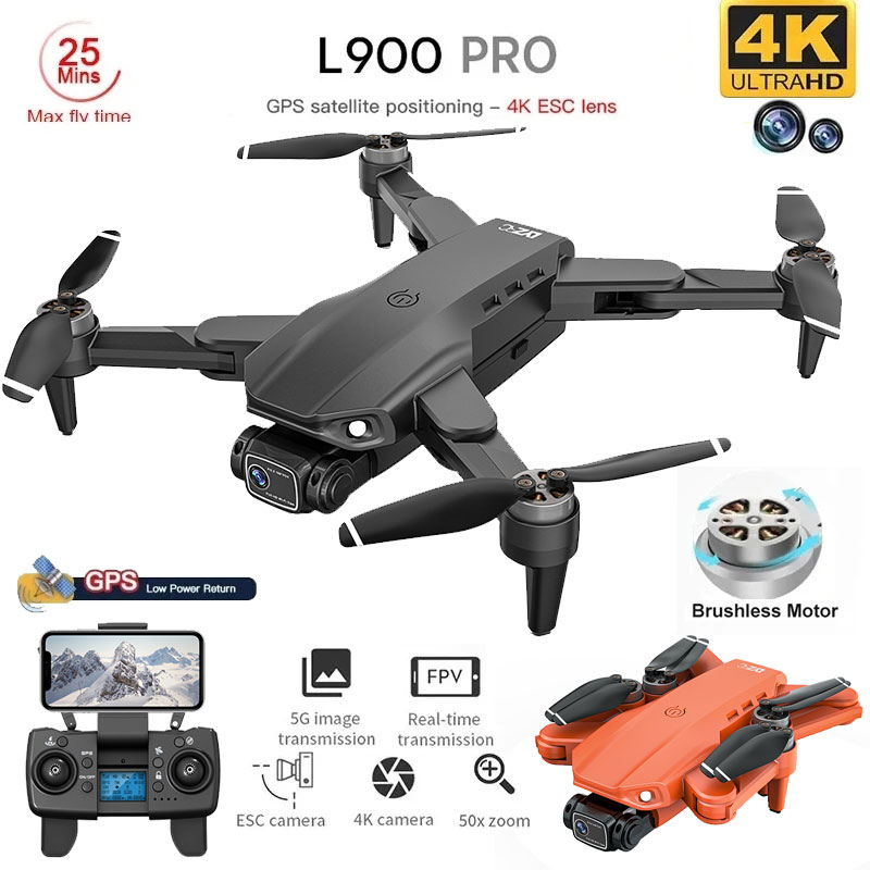 Drone Rc Pro - 折りたたみ式ブラシレスドローンl900プロ,GPS, 4k,HD,デュアルカメラ,5g,wifi,rc,距離1.2km,ドローン