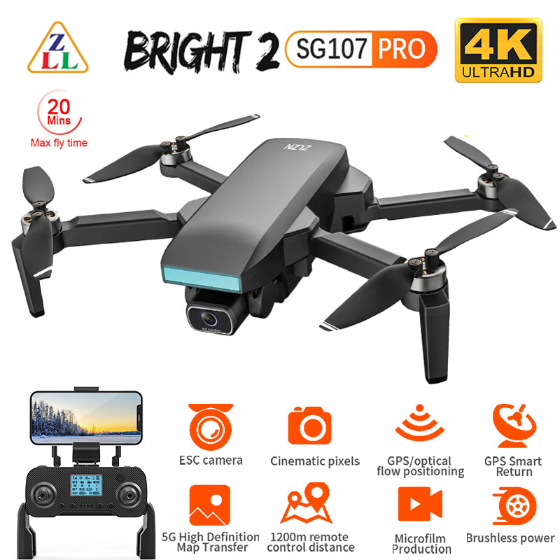 Drone Zll Rc - Zll SG107ッドランディングダンピングボール4 5500kプロescカメラgpsオプティカルフローセンサ5 3g wifi brussless折りたたみrc