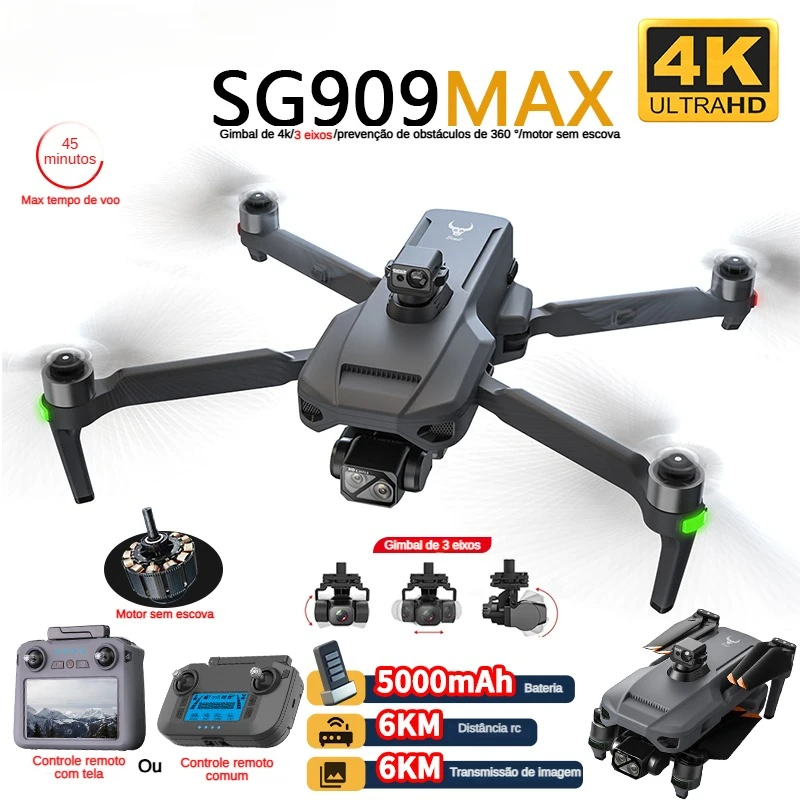 Drone Zll Rc - プロのドローン,4kカメラ,3軸ジンバル,5g,ZLL-SG909障害物回避,タッチスクリーン,fpv,ブラシレス,rc,zll,360