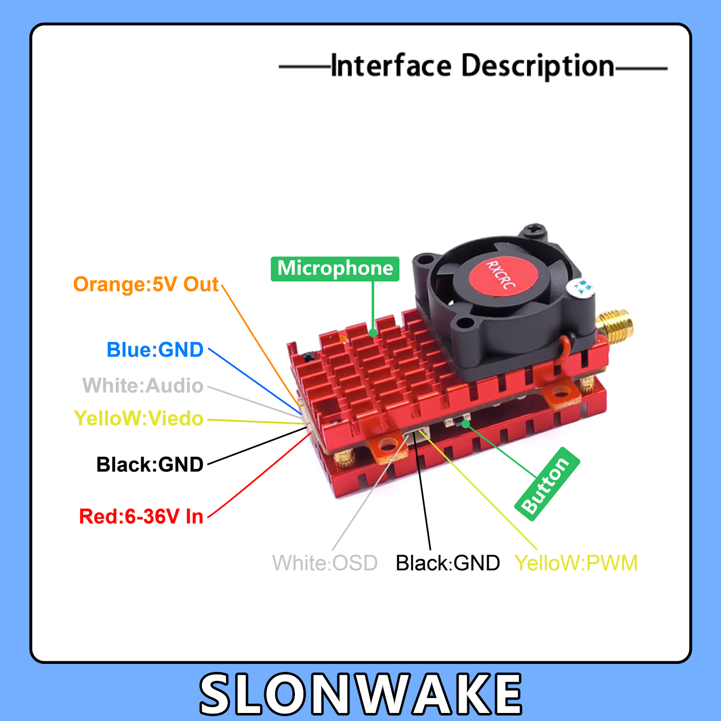 SLONWAKE 5.8G 2W VTX FPV 1800T - Drone Rc Camera のレビューと価格