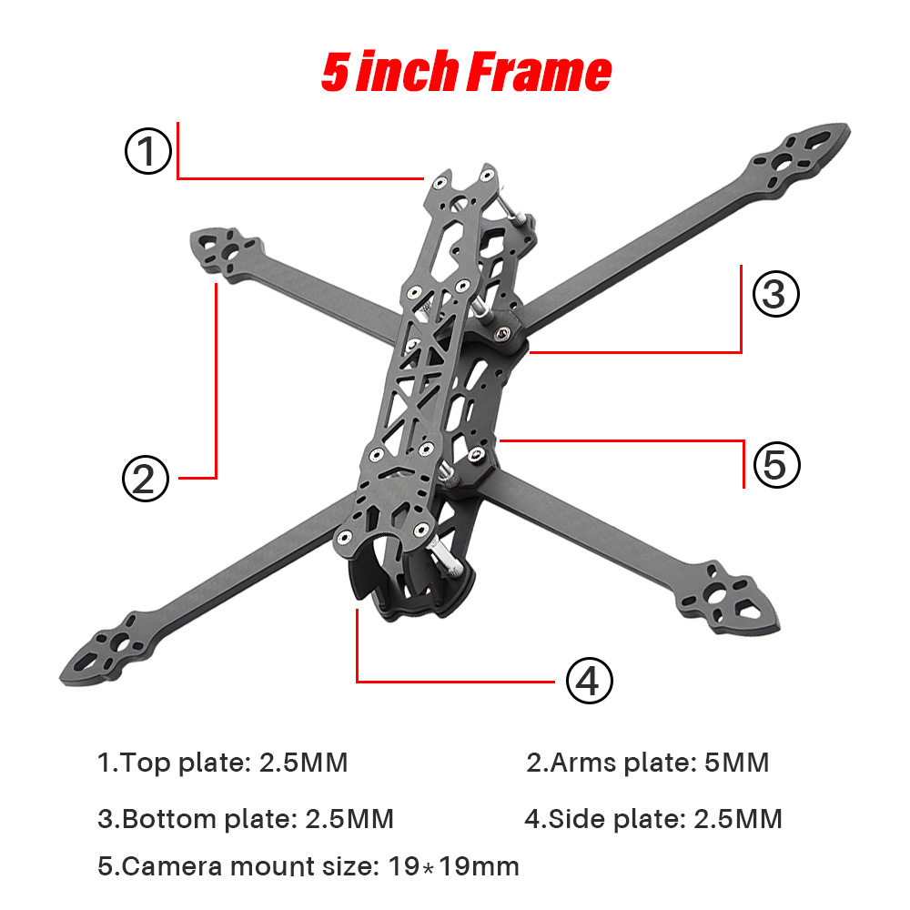 Mark4 5インチFPVレーシングドローンフレーム225m - Drone Frame 5 Inch のレビューと価格