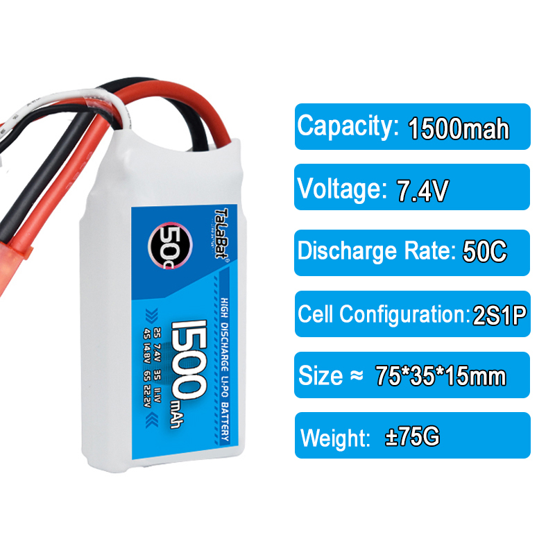 3 個 TalaBat 50C 1500mAh 7.4V 2 - Drone Zll Rc のレビューと価格