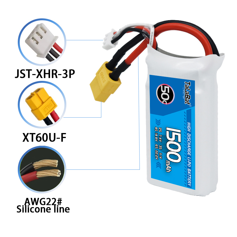 3 個 TalaBat 50C 1500mAh 7.4V 2 - Drone Zll Rc のレビューと価格